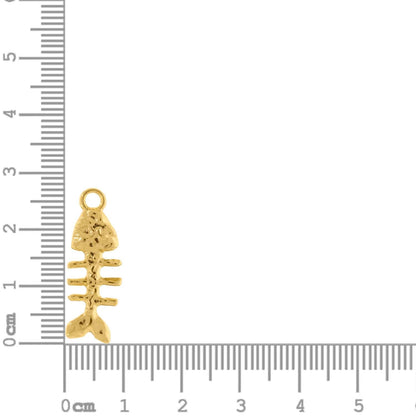 Gold Fish Bones Charm 27mm