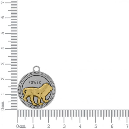 Gold Lion Medalion Charm 29mm