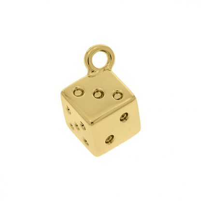 Gold Dice Charm 12mm
