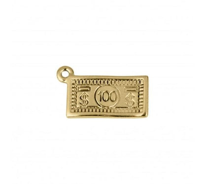 100 Dollar Bill Gold Charm 17mm