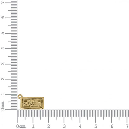 100 Dollar Bill Gold Charm 17mm