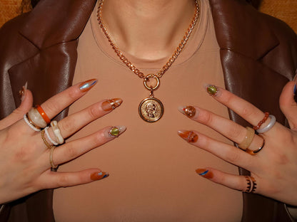 Gold Coin Charm Necklace | Cuban Chain Necklace | 18k Gold Layered Necklace