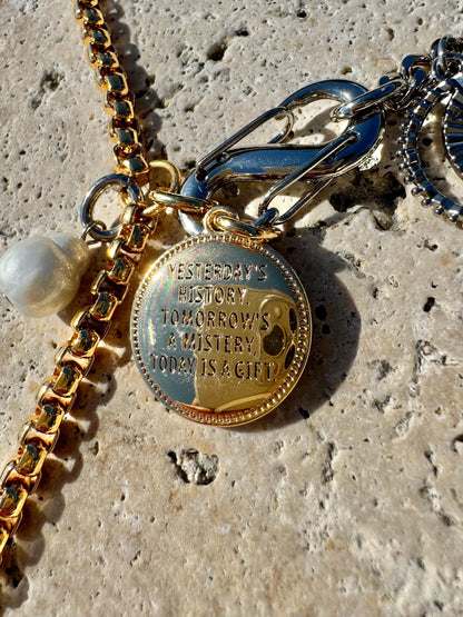 Lion Y Lariat Necklace | Snake Carabiner Charm Necklace | Mixed Metals Lariat Necklace | Charms necklace | Gift for Mom | Fashion Jewelry