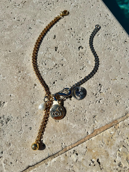 Lion Y Lariat Necklace | Snake Carabiner Charm Necklace | Mixed Metals Lariat Necklace | Charms necklace | Gift for Mom | Fashion Jewelry