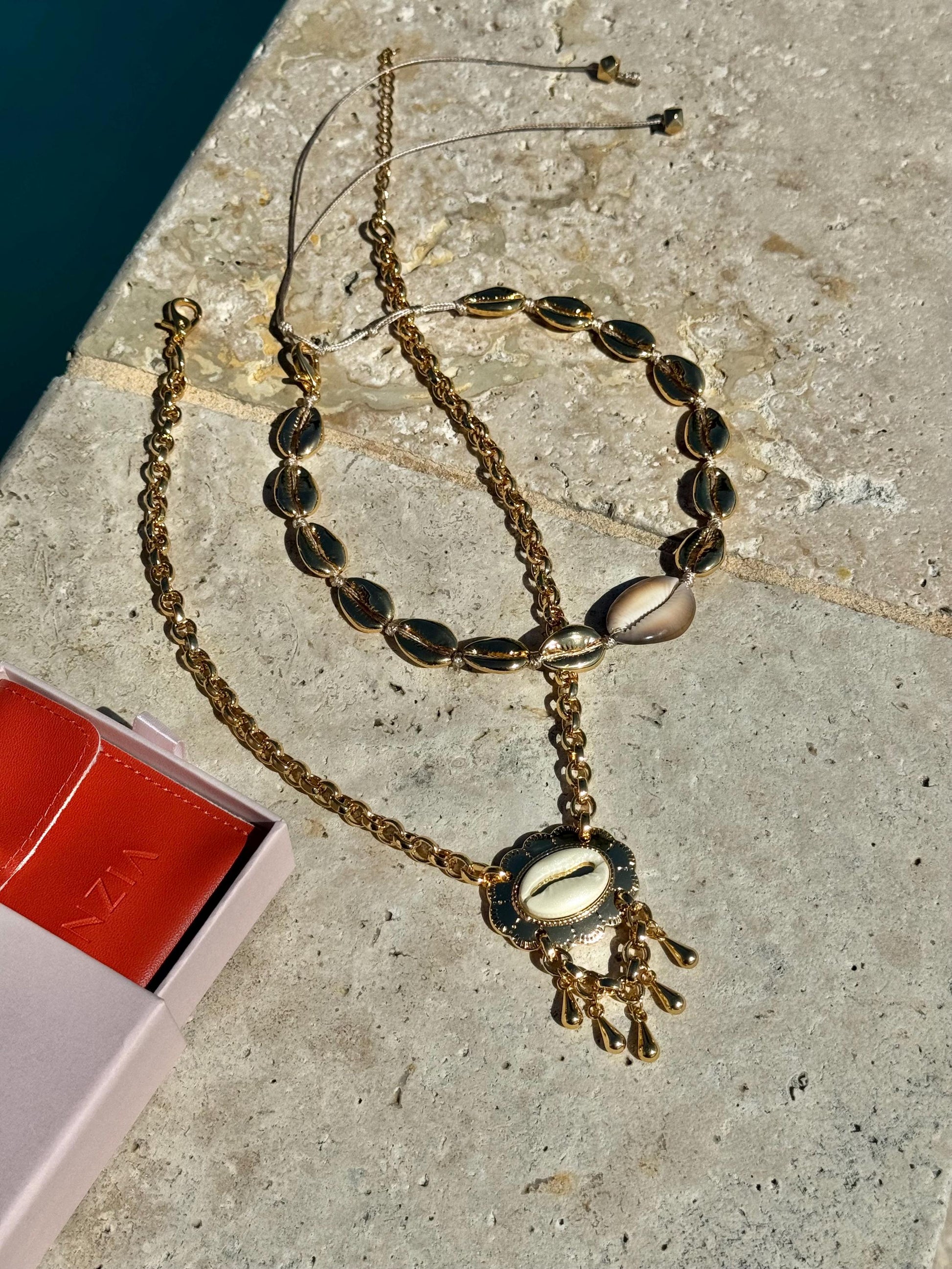 Gold Cowrie Shell Choker Necklace | Cowrie Shell Charm Chain | Luxurious Cowrie Shell Necklace | Summer Jewelry 2025