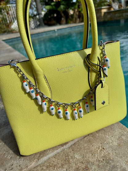 Fish charm necklace that converts to a purse chain bag accessory by AVINZIA