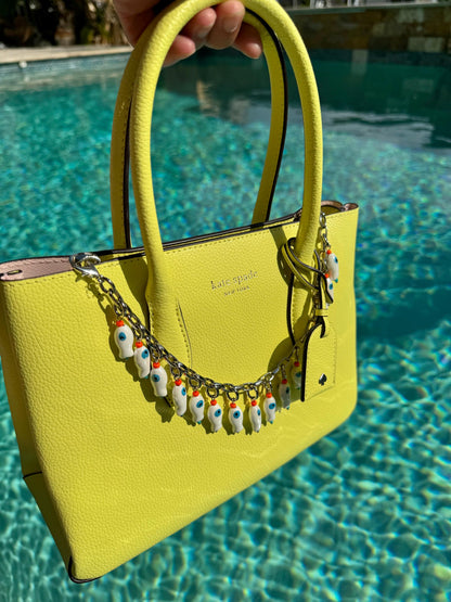 Fish charm necklace that converts to a purse chain bag accessory by AVINZIA — handmade coastal jewelry
