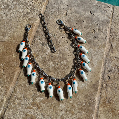 Fish charm necklace that converts to a purse chain bag accessory — AVINZIA handmade jewelry