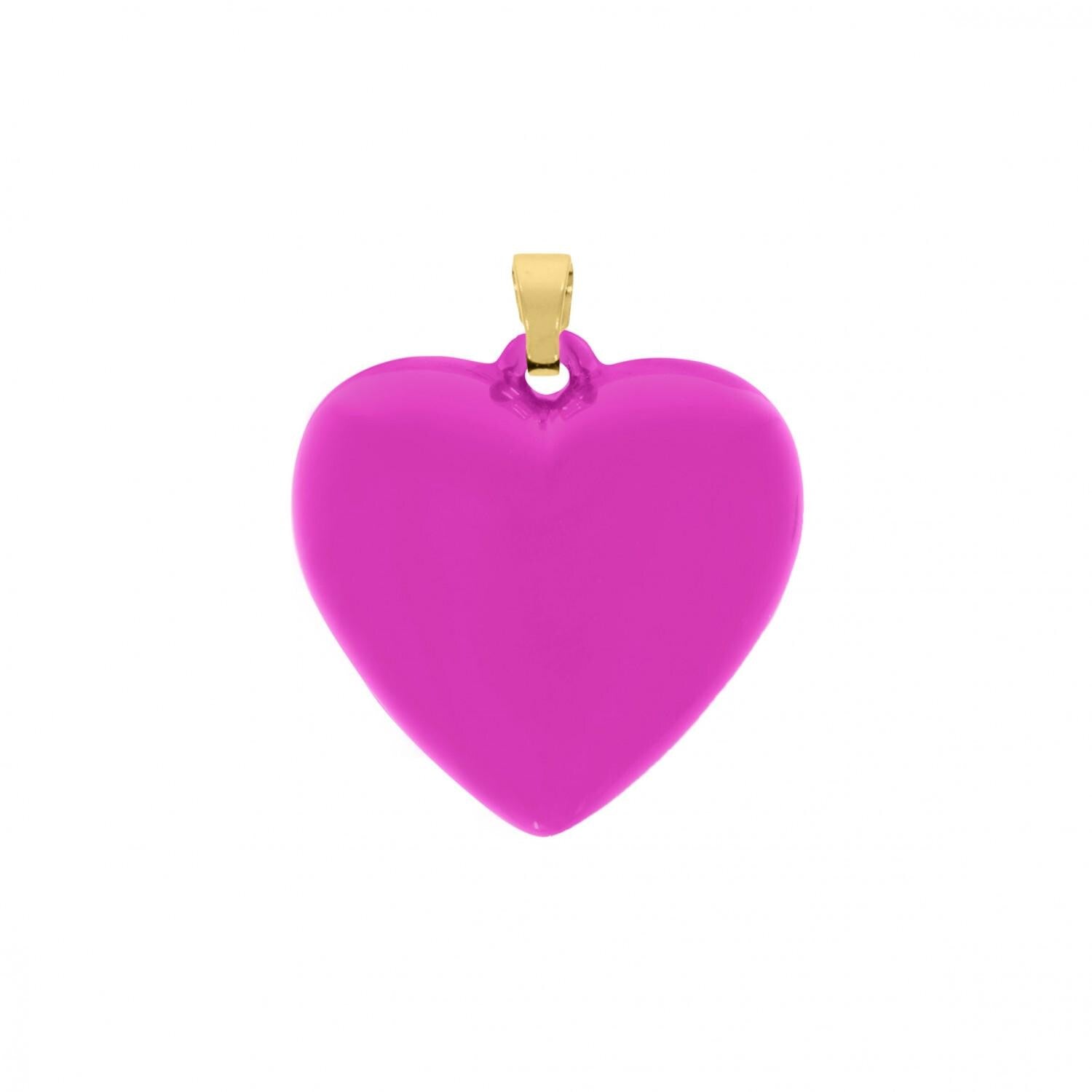 Orange Enamel Heart Charm 32mm