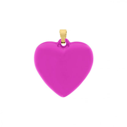 Hot Pink Enamel Heart Charm 32mm