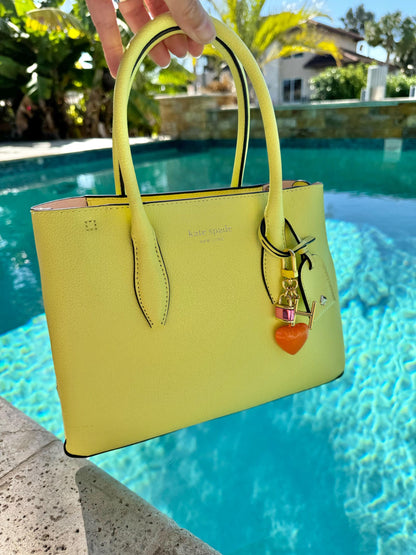 Puffed Pink Heart Bag Charm | Lock Charm Necklace | Convertible Jewelry | 3 in 1 Necklace | Puffed Orange Heart Necklace Jewelry Lover Gift