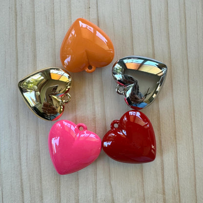 Puffed Pink Heart Bag Charm | Lock Charm Necklace | Convertible Jewelry | 3 in 1 Necklace | Puffed Orange Heart Necklace Jewelry Lover Gift