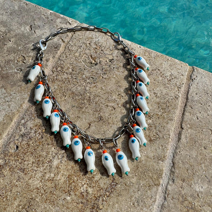 Fish charm necklace that converts to a purse chain bag accessory — handmade in Florida by AVINZIA
