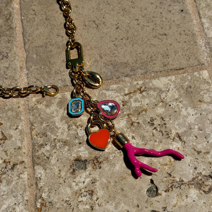 Cowrie shell gold purse chain and convertible necklace with clip charm by AVINZIA — handmade coastal jewelry