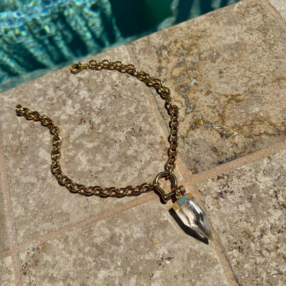 Crystal Quartz Necklace | Rose Quartz Point Necklace | Chunky Rolo Chain Shackle Necklace | Gold Horseshoe Necklace | Carabiner Necklace