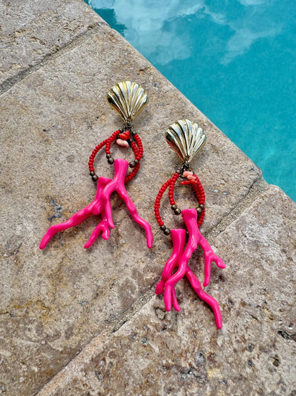 Pink Beaded Bohemian Earrings | Beaded Summer Earrings | Dangling Earrings | Chandelier Earrings for Women | Colorful Earrings