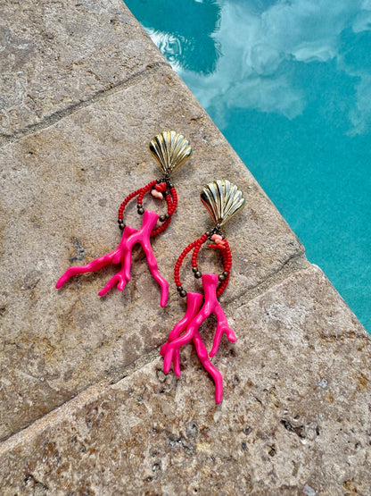 Pink Beaded Bohemian Earrings | Beaded Summer Earrings | Dangling Earrings | Chandelier Earrings for Women | Colorful Earrings