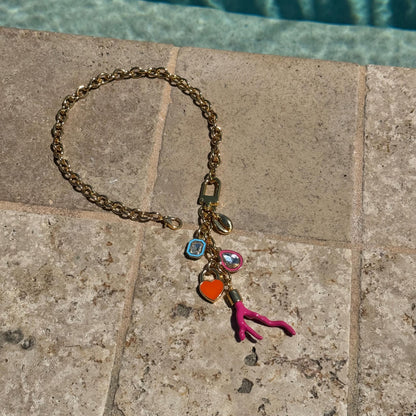 Cowrie shell gold purse chain and convertible necklace with clip charm — handmade in Florida by AVINZIA