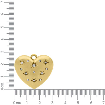 30mm starburst crystal puffy heart charm — AVINZIA handmade jewelry