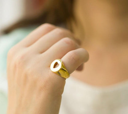 Gift for Mom | Hollow Heart Pinky Ring for Women | Christmas Gift For Her Valentines Gift