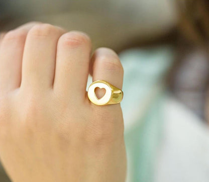 Gift for Mom | Hollow Heart Pinky Ring for Women | Christmas Gift For Her Valentines Gift