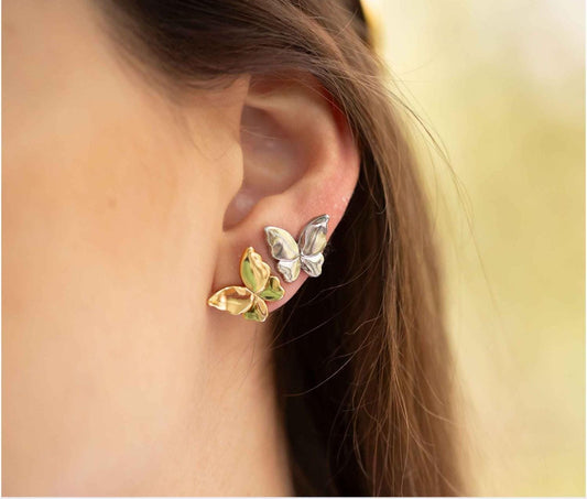 Gold Butterfly Stud Earrings
