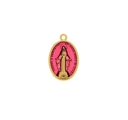 Our Lady of Grace Pendant Gold with Pink 25mm