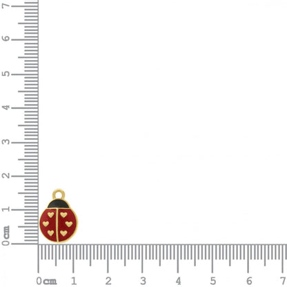 Ladybug Pendant Gold with Red 17mm