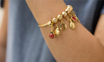 Ladybug Pendant Gold with Red 17mm