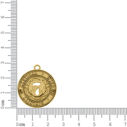 Lucky Number Medal Pendant Gold 29mm