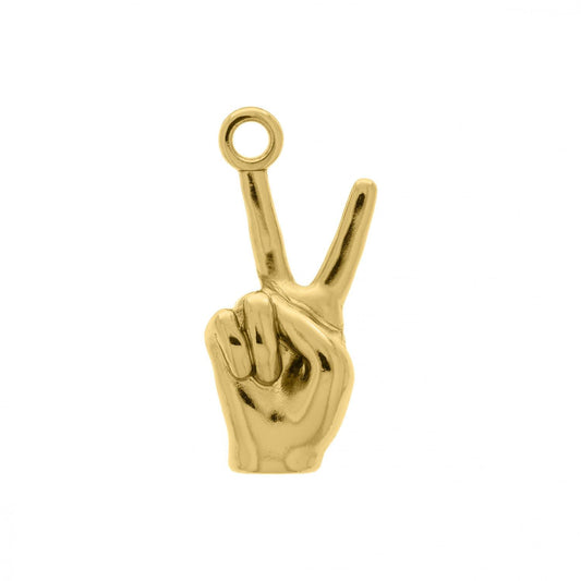 Gold Hand Peace Sign 30mm