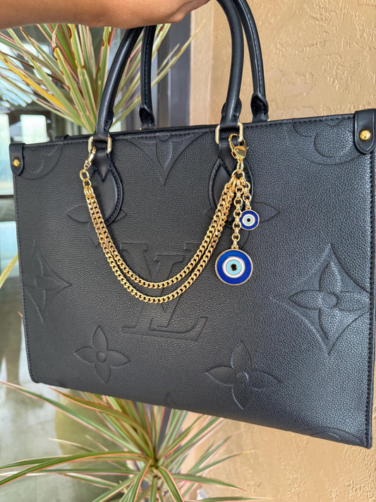 Evil Eye Bag Charm Chain | Blue Greek Eye Keychain | Purse Charm Chain | Purse Accessory | Purse Necklace Chain | Double Chain for Bag