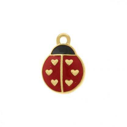 Ladybug Pendant Gold with Red 17mm