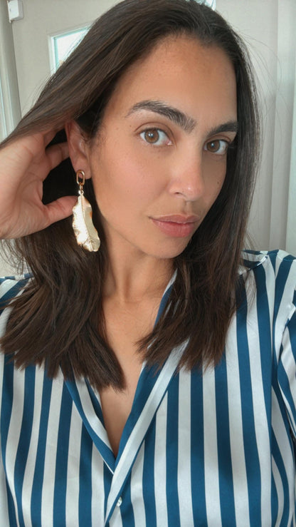Gold Feather Earrings | Dangling Feather Earrings | Summer Earrings | Gold Earrings | Gift for Her