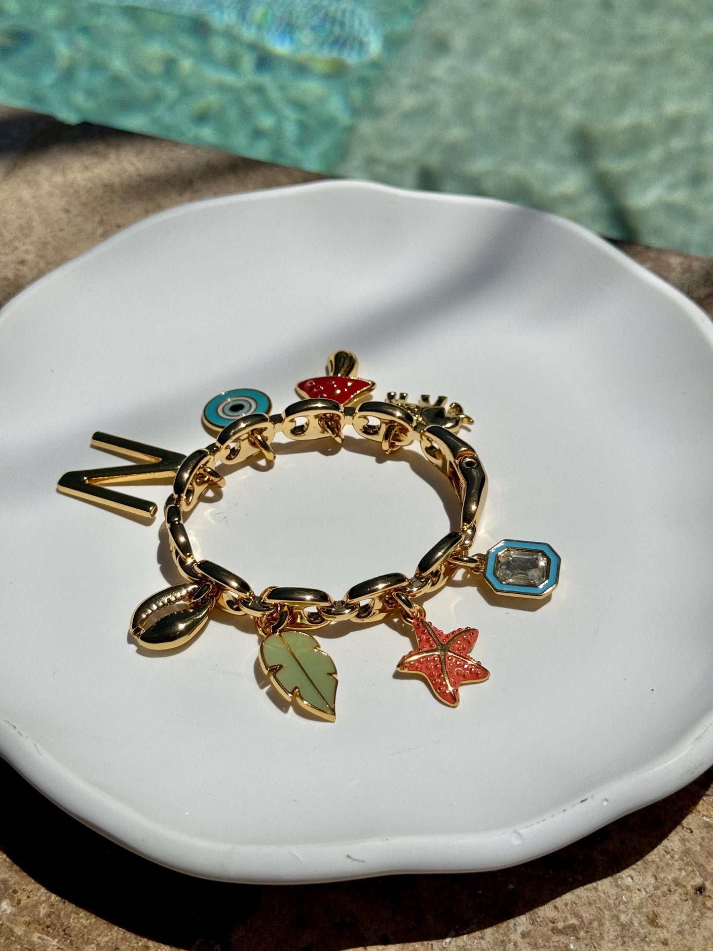 Gift for Mom | Bangle Charm Bracelet | Custom Initial Charm Bracelet | Gold Letter Charm Bracelet | Wish Bracelet | Gift for Her