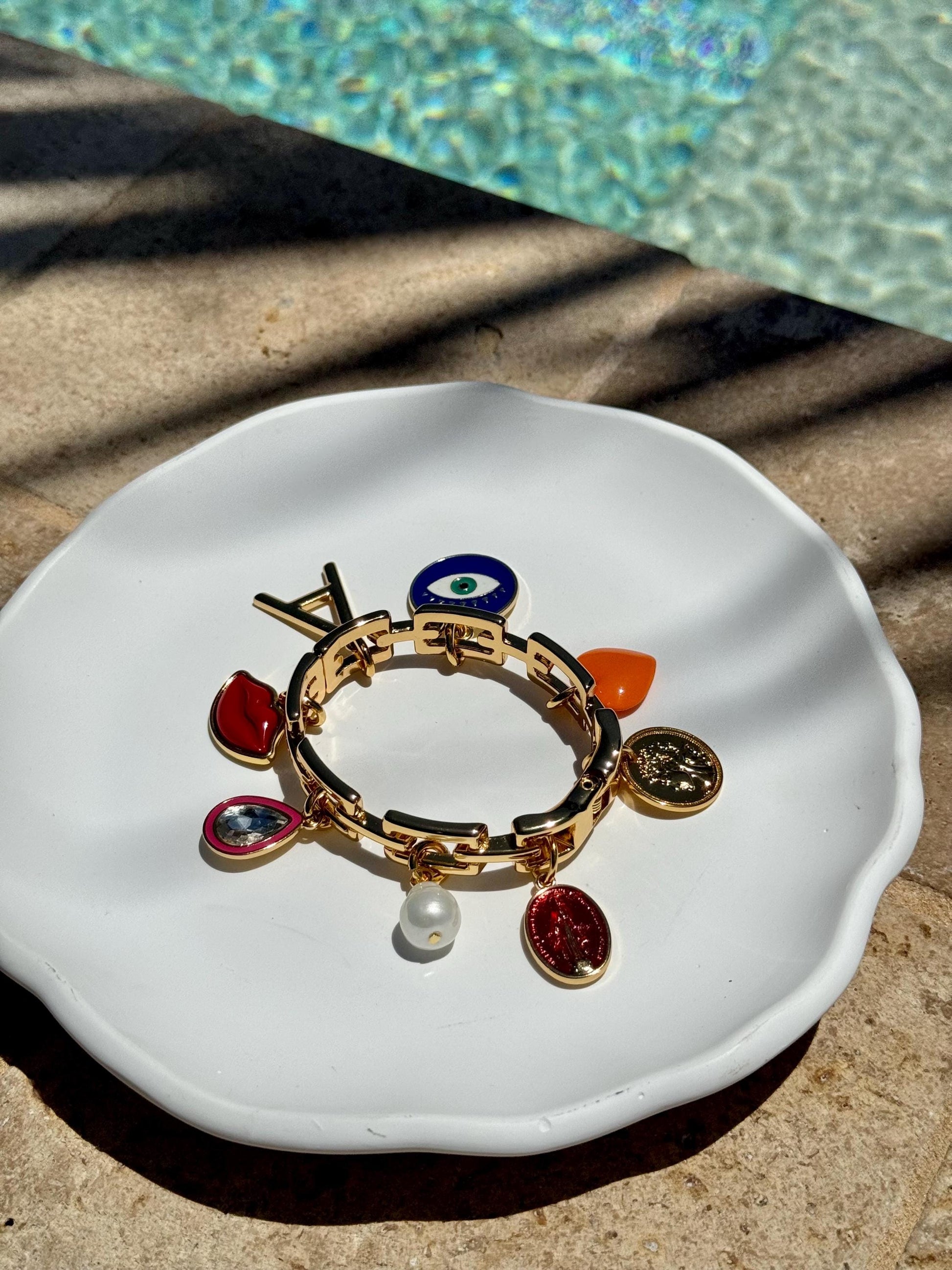 Gift for Mom | Bangle Charm Bracelet | Custom Initial Charm Bracelet | Gold Letter Charm Bracelet | Wish Bracelet | Gift for Her