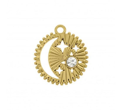 26mm hollow moon charm pendant in gold or silver finish — AVINZIA handmade jewelry