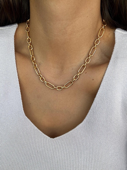 18" Orange Evil Eye Charm Necklace | Heart Necklace | Gold Chain Necklace | Summer Layering Necklace