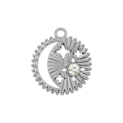 26mm hollow moon charm pendant in gold or silver finish by AVINZIA