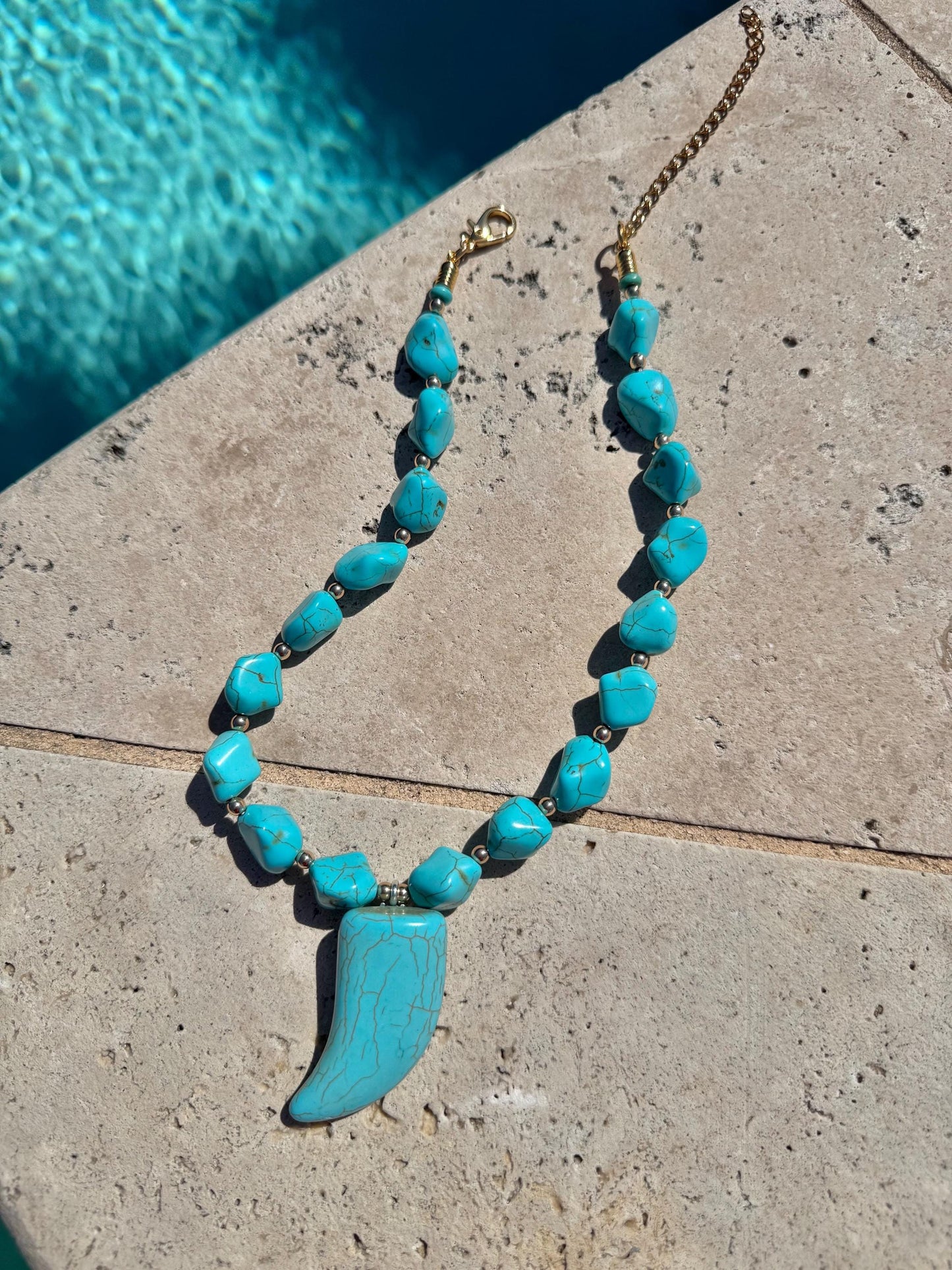 Turquoise Necklace | Beaded Necklace with Turquoise Horn | Handmade Necklace