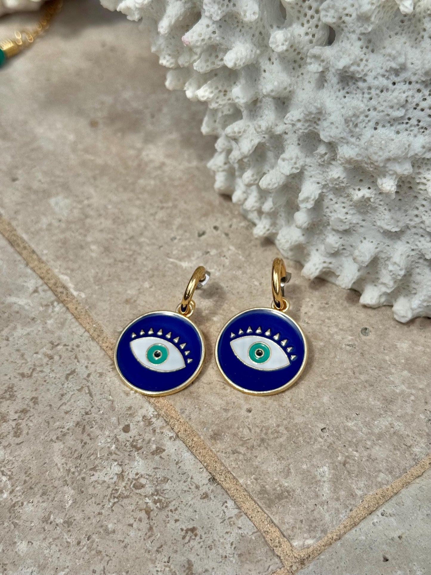 Evil Eye Carabiner Charms Necklace | Gemstone Carabiner Clasp Necklace | Colorful Beaded Summer Necklace | Gift for Her