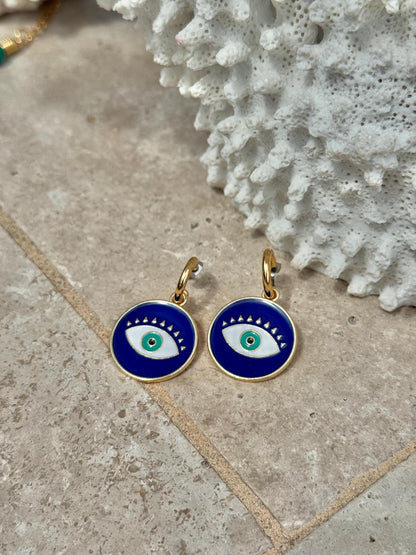 Evil eye carabiner charm necklace with colorful beads — AVINZIA handmade jewelry