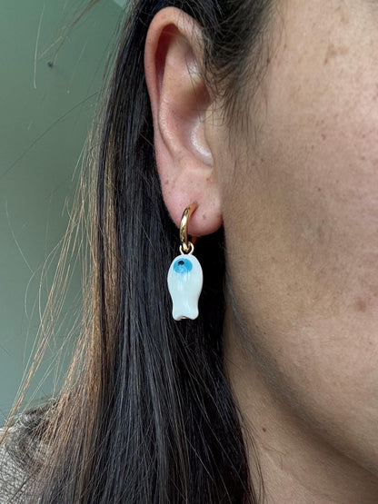Hoop earrings with removable pearl, fish and tusk charms — AVINZIA handmade jewelry