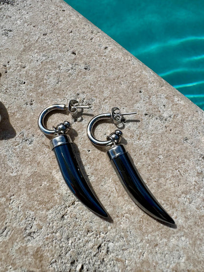 Hoop earrings with removable pearl, fish and tusk charms — AVINZIA handmade jewelry