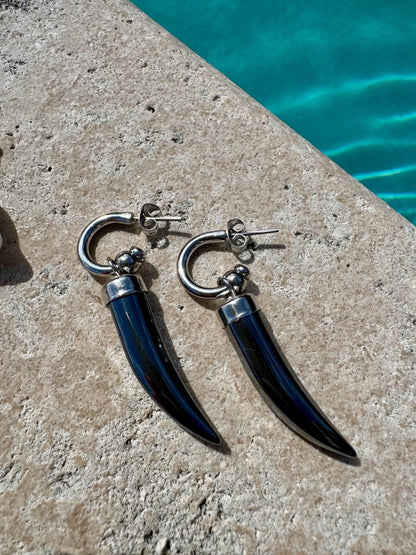 Hoop earrings with removable pearl, fish and tusk charms — gift-ready handmade jewelry by AVINZIA