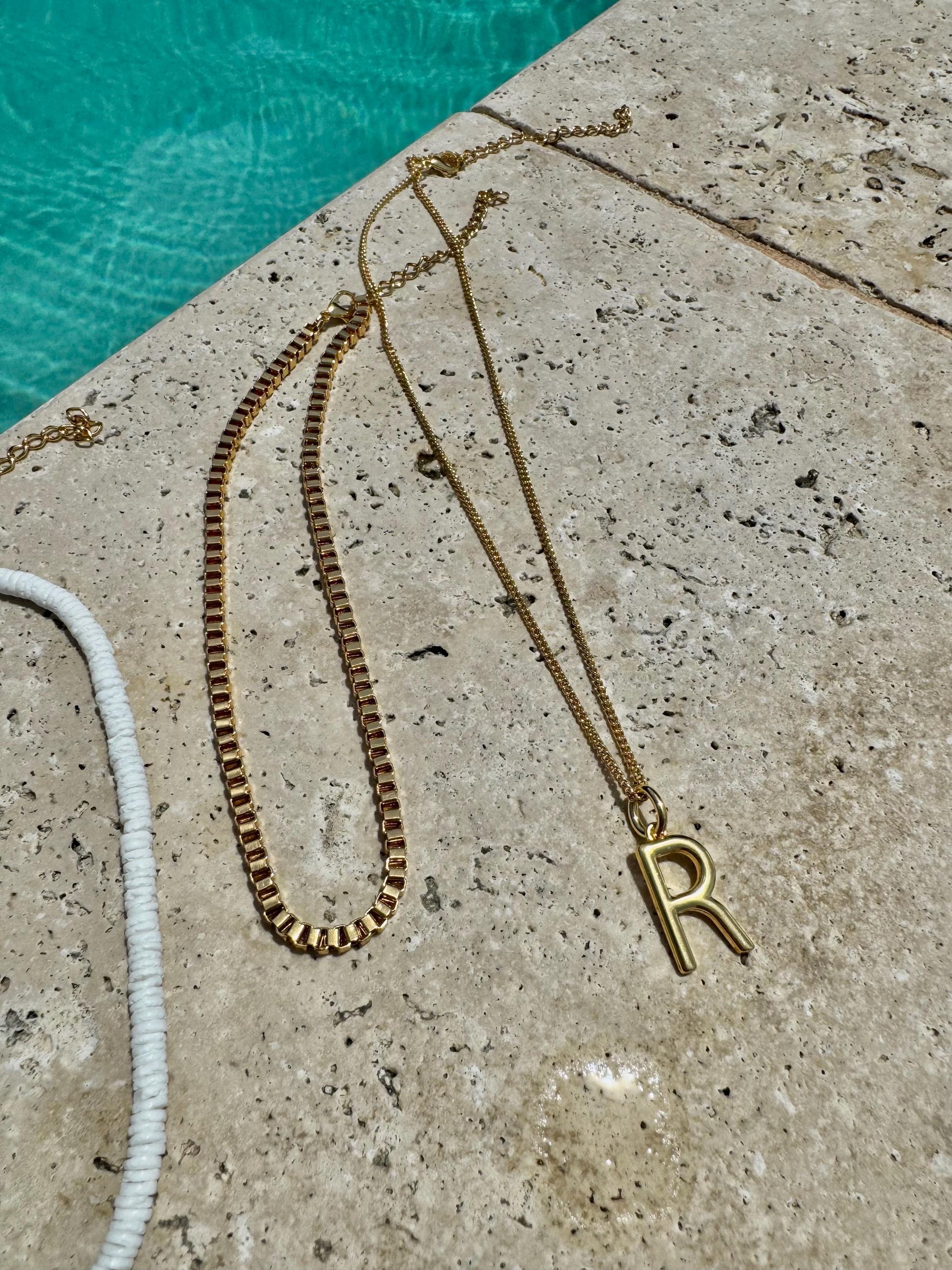 White Puka Shell Choker | Initial Necklace | Summer Jewelry | Layered Necklaces | Gold Boxchain Choker