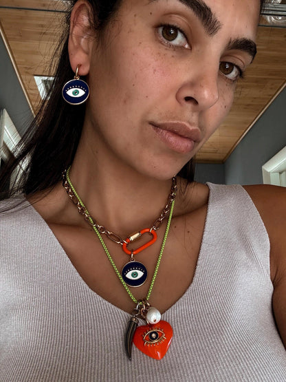 Evil eye charm necklace in colorful enamel by AVINZIA — handmade coastal jewelry