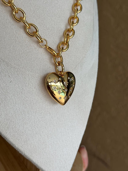 Chunky rolo chain bubble heart necklace – AVINZIA