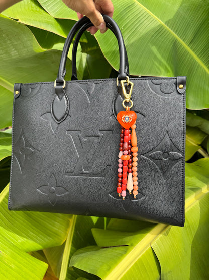 Handmade gemstone bag charm in turquoise blue or orange – AVINZIA
