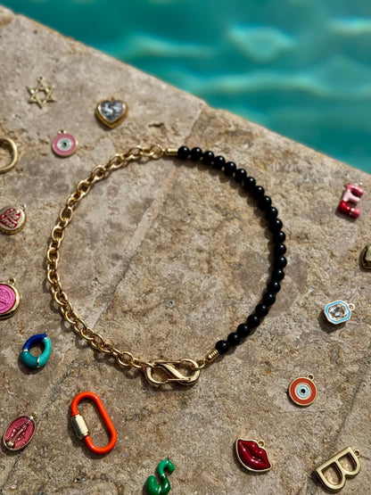 Half beaded gemstone choker necklace – AVINZIA